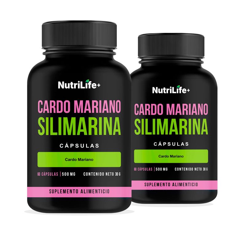 Pack 2 Cardo Mariano Capsulas 500mg Nutrilife+ 120 Capsulas Suplemento SIN SABOR