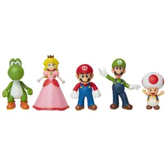 NINTENDO - Pack 5 Figuras Super Mario Mario & Friends 6 cm