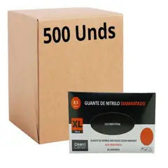 CLEANCARRIER - Guantes Nitrilo Naranjo Diamantado 8.5grs Pro Xl X500unds