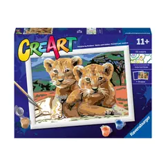 RAVENSBURGER - Canvas pinta por número: Pequeños Leones