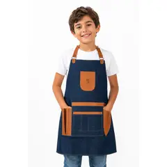 GENERICO - Delantal Jeans Niño Parrillero, Pechera o Mandil Infantil Resistente Ajustable Estilo Chef La Especiería