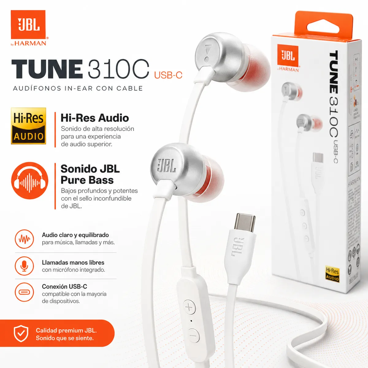 JBL - Audífonos In Ear JBL Tune 310C USB-C Pure Bass