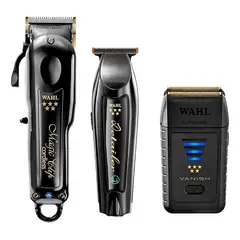 WAHL - Combo 3 Maquinas Cortapelo Magic Clip Trimmer Detailer y Recortadora para Afeitar Vanish