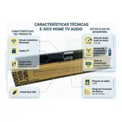 GENERICO - Barra De Sonido 80cm Recargable Soundbar Teatro En Casa