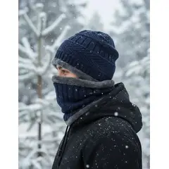 GENERICO - Set gorro invierno + cuello térmico polar tejido