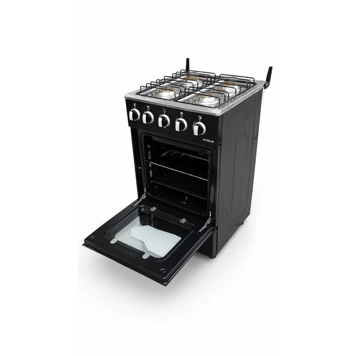 ALTERNATIVE - Cocina a Gas - Color Negro - 4 Quemadores con Horno 50L y Encendido Electrónico