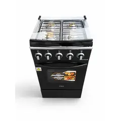 ALTERNATIVE - Cocina a Gas - Color Negro - 4 Quemadores con Horno 50L y Encendido Electrónico