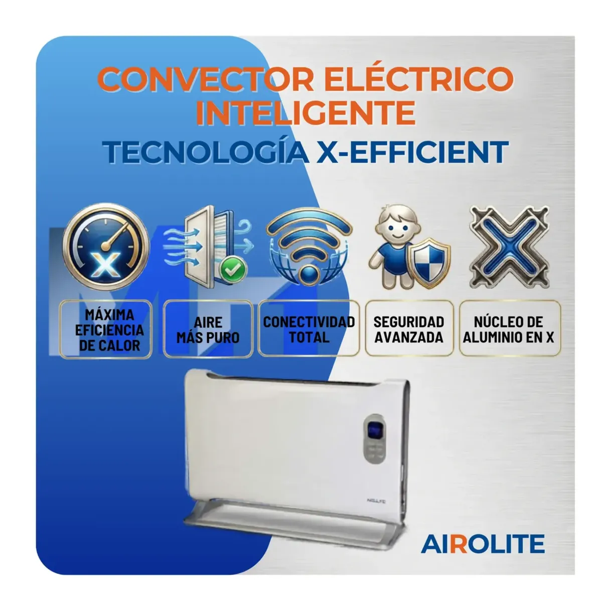 AIROLITE - Convector Electrico Co1500t 1500w Wifi Digital Ultra Eficien