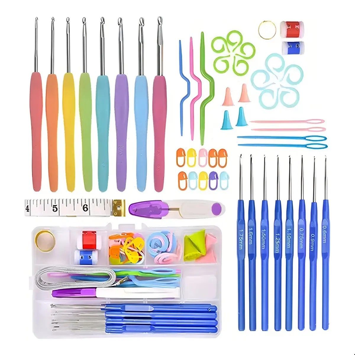 GENERICO - Set Tai He Crochet 60 Accesorios Mango Ergonomico Tejer BELUG