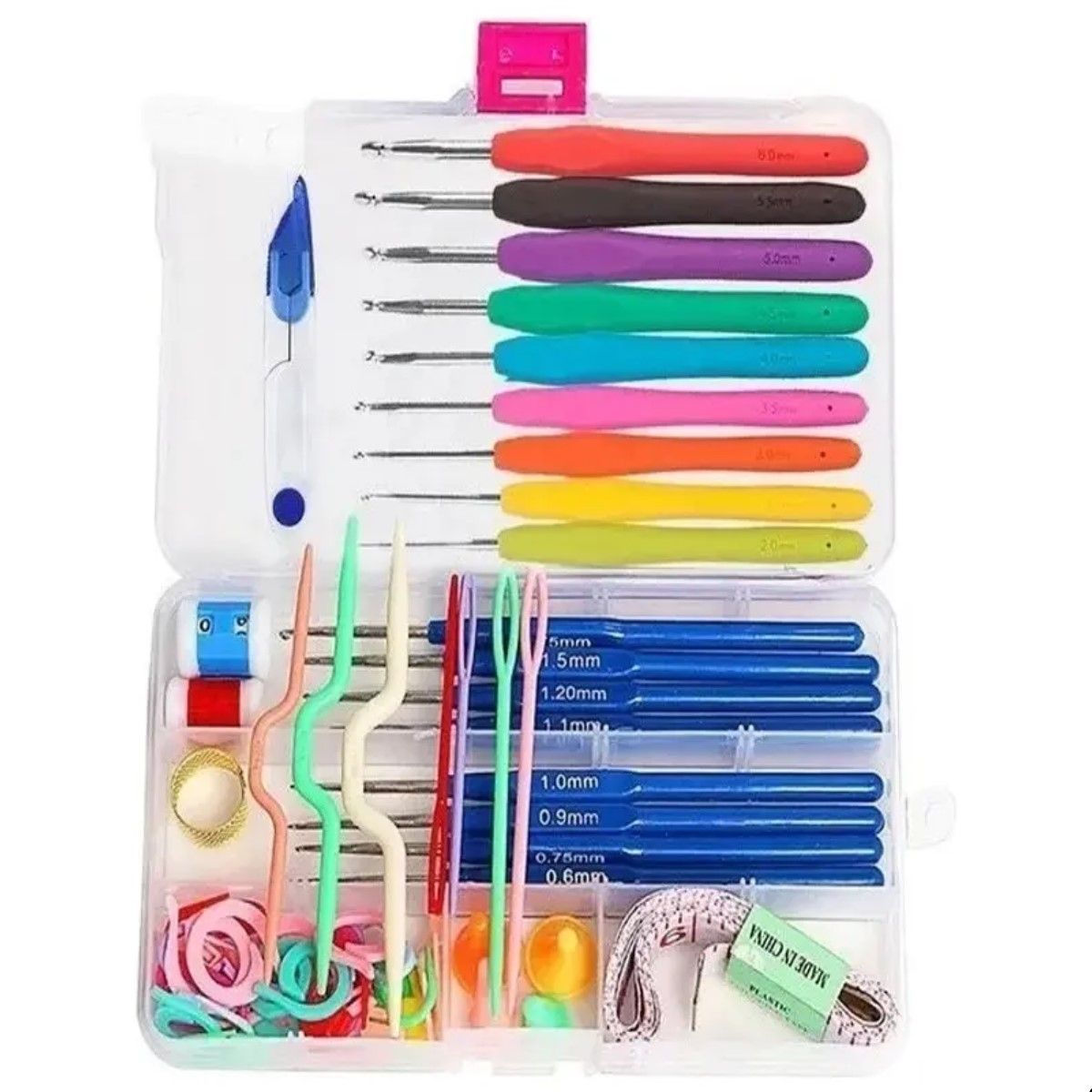 GENERICO - Set Tai He Crochet 60 Accesorios Mango Ergonomico Tejer BELUG