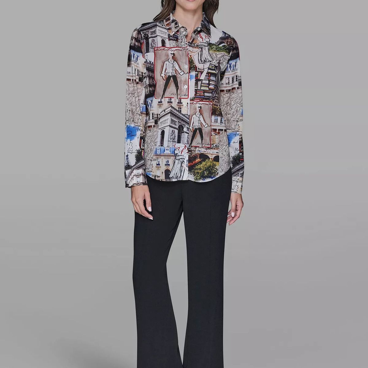 KARL LAGERFELD - Camisa de manga larga con estampado de ciudad