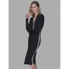 KARL LAGERFELD - Vestido de punto con cuello en V Negro