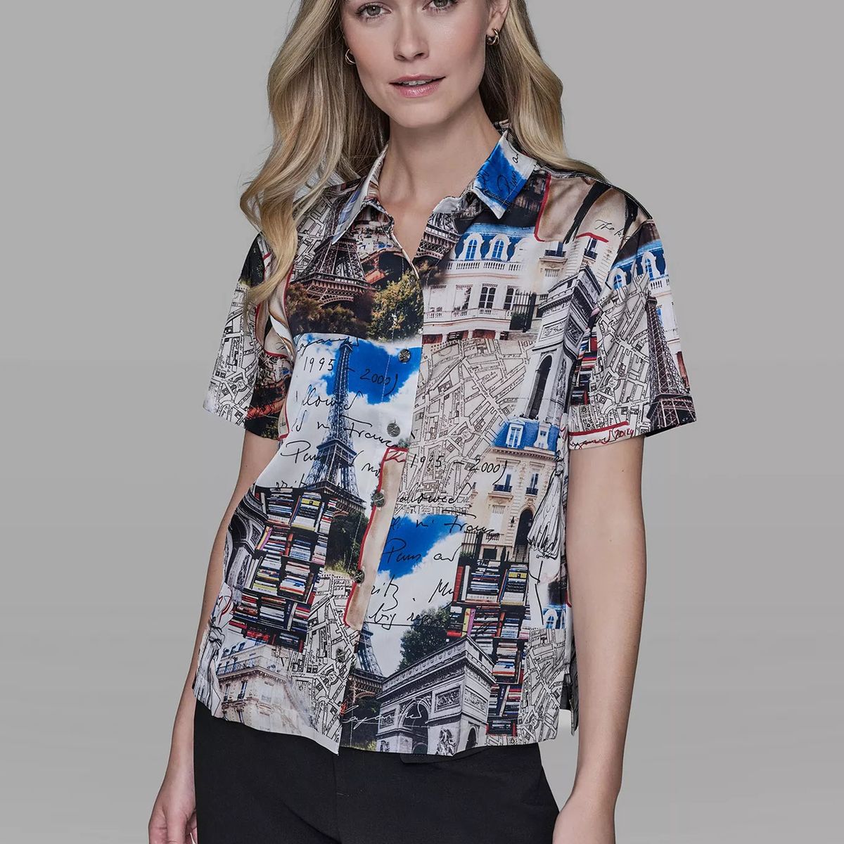 KARL LAGERFELD - Camisa de manga corta con estampado de ciudad