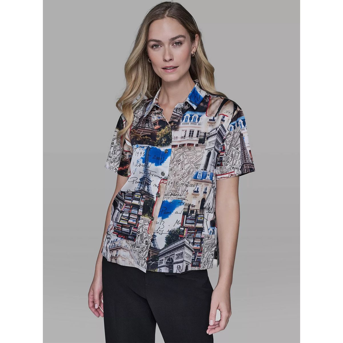 KARL LAGERFELD - Camisa de manga corta con estampado de ciudad