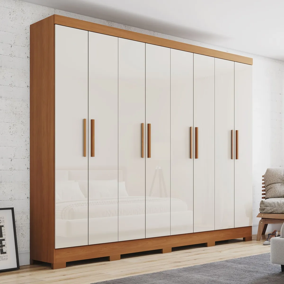 HOME MOBILI - Closet 8 Puertas 4 Cajones Crebel Off White