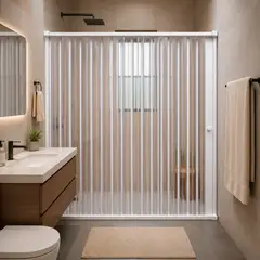 JOYTEK - Mampara Ajustable Ducha Flexbok PVC Blanco 130-145 cm 185 cm