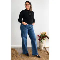 GENERAL - JEANS WIDE LEG TIRO ALTO PLUS SIZE