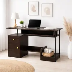 MOAD - Escritorio Home Office Arrecife Stone Grey 110 cm con Cajón, Gabinete y Organizador para Computador