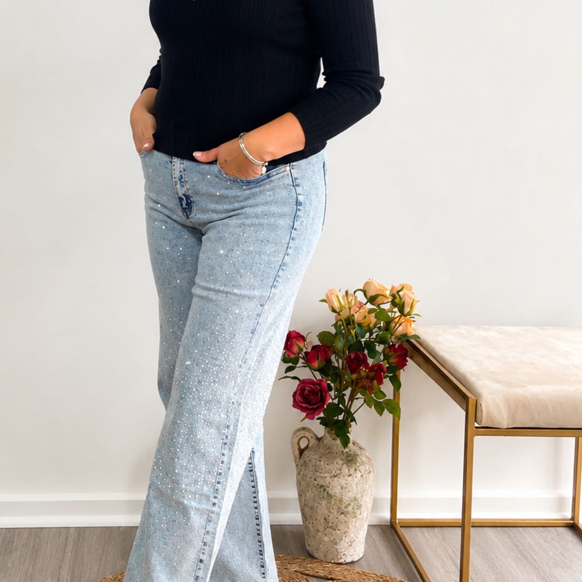 GENERAL - JEANS WIDE LEG COLECTION DIAMONDS