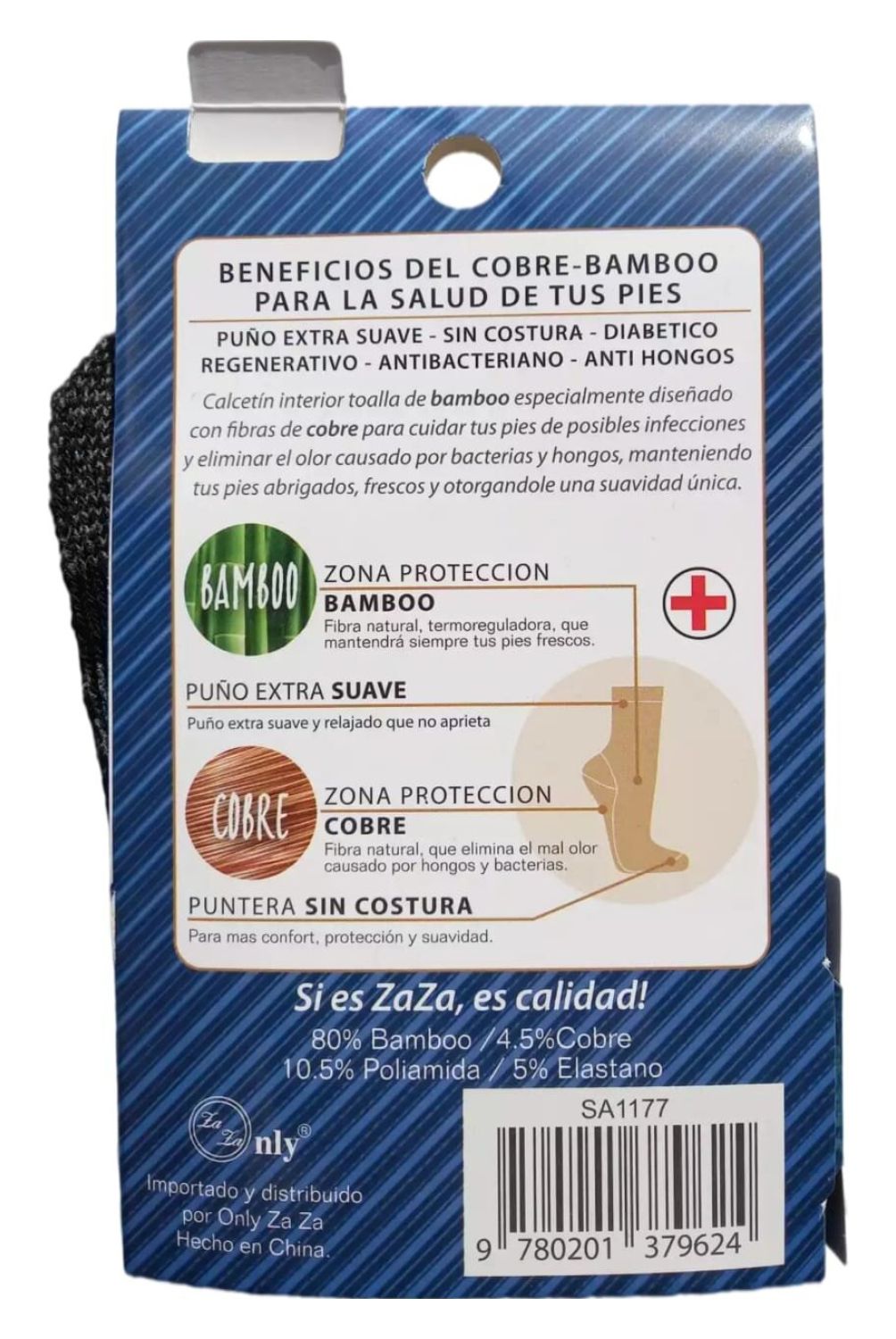 GENERICO - Pack de 2 Calcetines Hombre Cobre Bambú Grueso