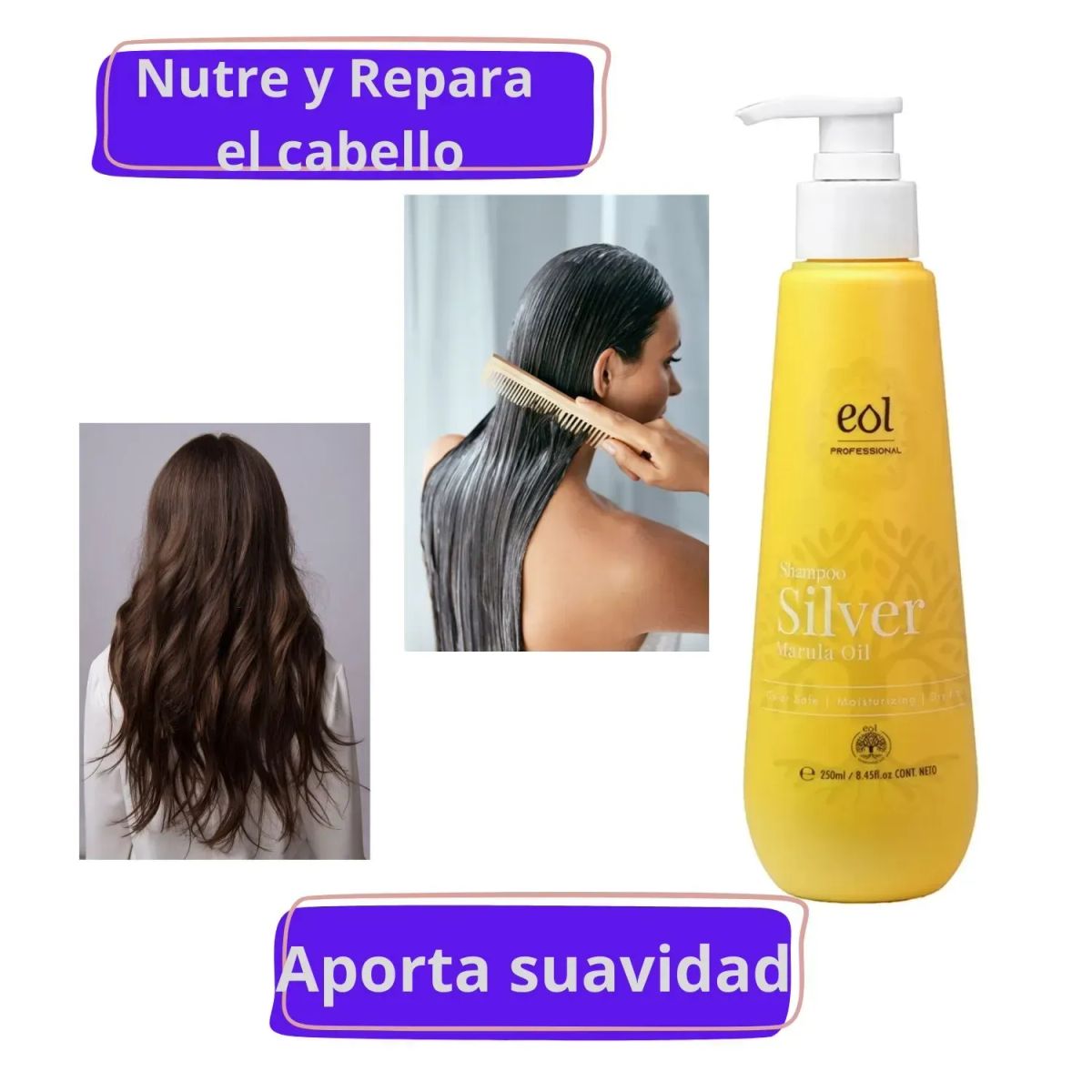 GENERICO - Shampoo Eol Color Marula Silver 250ml Matiza Hidrata Fortalece Deja el Tonos Frío