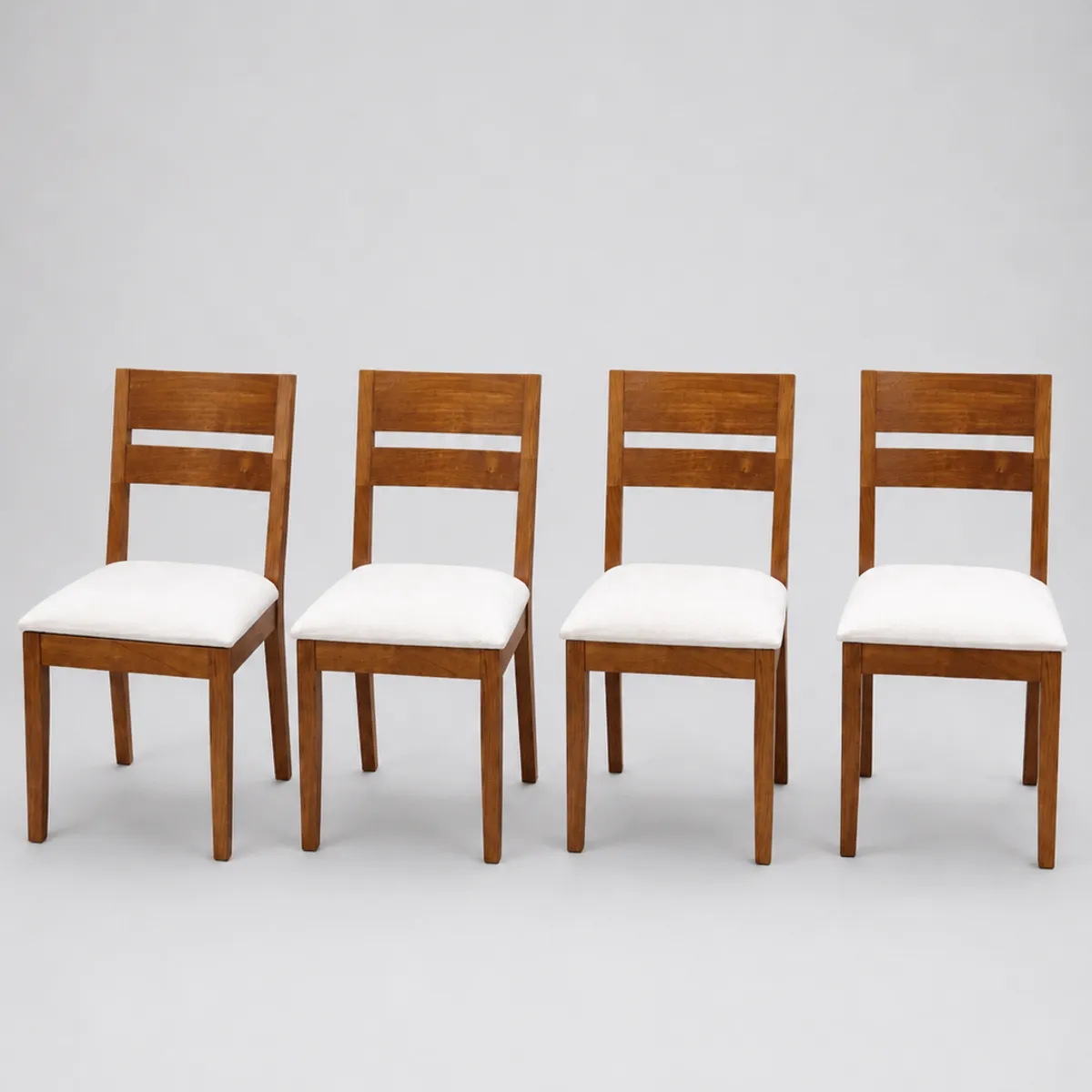 Pack 4 Sillas Aspen de Madera Pino Color Miel, Tapiz Blanco Hueso, marca GENERICO - Foto Principal