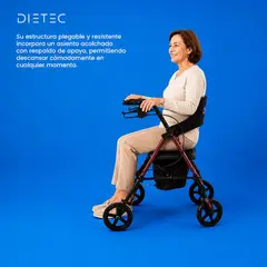 DIETEC - Andador Ortopedico Plegable 3 en 1 con Asiento y Frenos 136kg