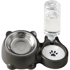 GENERICO - Plato Doble Comedero y Bebedero para Perro y Gato
