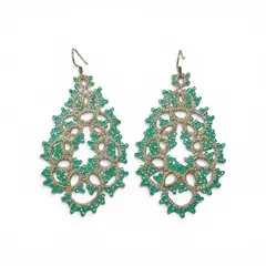 JOYAS DE HILO - Aros tejidos en Frivolité modelo Abrielle. Ganchos plata fina 925