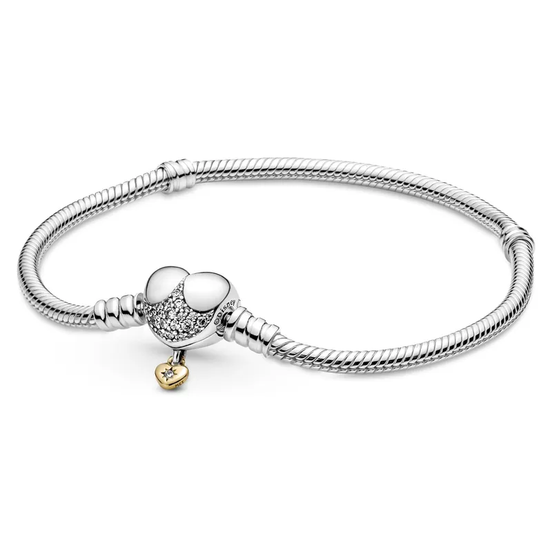 PANDORA - Brazalete Pandora Moments Cadena De Serpiente Con Cierre De Corazón Princesas Disney Mujer Pandora