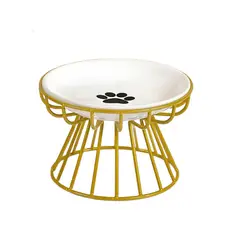 GENERICO - Plato Elevado Ceramica Estilo Europeo Para Perros Y Gatos Color Dorado