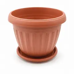 GENERICO - Maceta grande de plástico texturizada con bandeja, para árboles y plantas de jardín 26cm