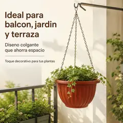 GENERICO - Maceta colgante de plástico texturizada con cadena metálica para plantas colgantes jardín