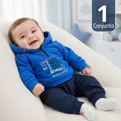 TEDMIMAK - Conjunto Buzo Polerón 2 Piezas Bebé Niño Fun Blue