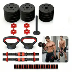 GENERICO - Set Mancuernas Barra Kettlebell 20 kg Negro Rock Tribe