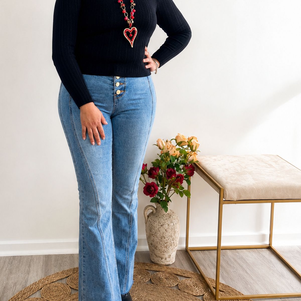 GENERAL - Jeans Flare Tiro Alto Mujer  Azul Claro