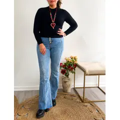 GENERAL - Jeans Flare Tiro Alto Mujer Azul Claro