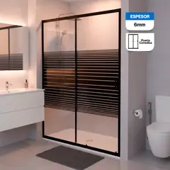 JOYTEK - Mampara Fija de Ducha Strava 120 x 185 cm Líneas negras (2 Vidrios)
