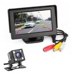 GENERICO - KIT Camara De Auto Retroceso 4 Led Ip68 + Pantalla 4.3