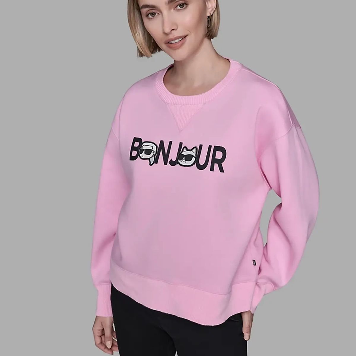 KARL LAGERFELD - Polerón de felpa con estampado Bonjour con Karl y Choupette