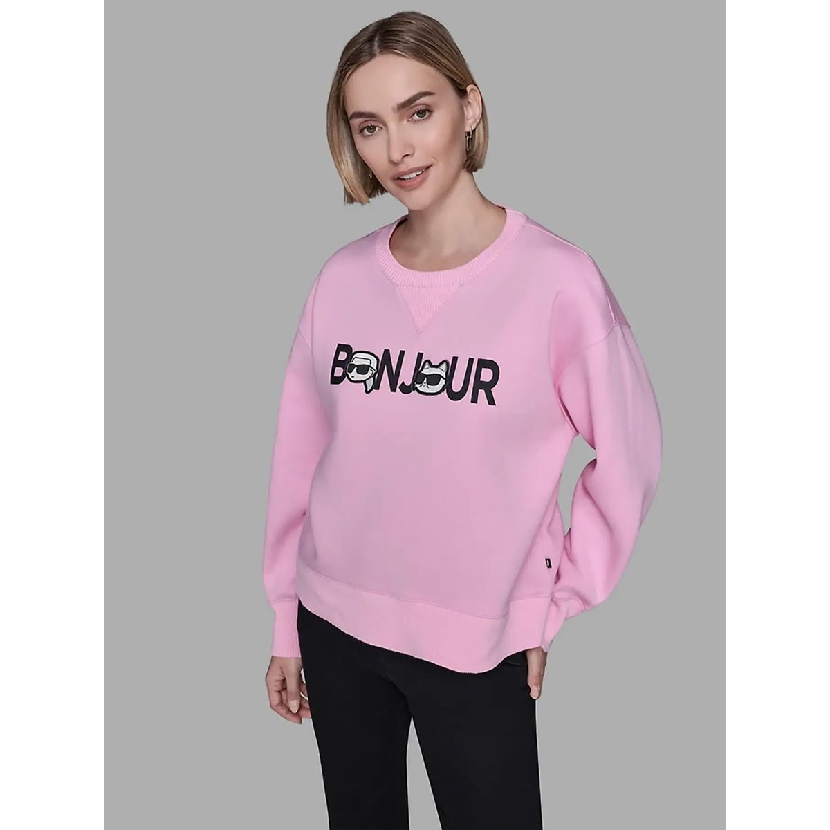 KARL LAGERFELD - Polerón de felpa con estampado Bonjour con Karl y Choupette