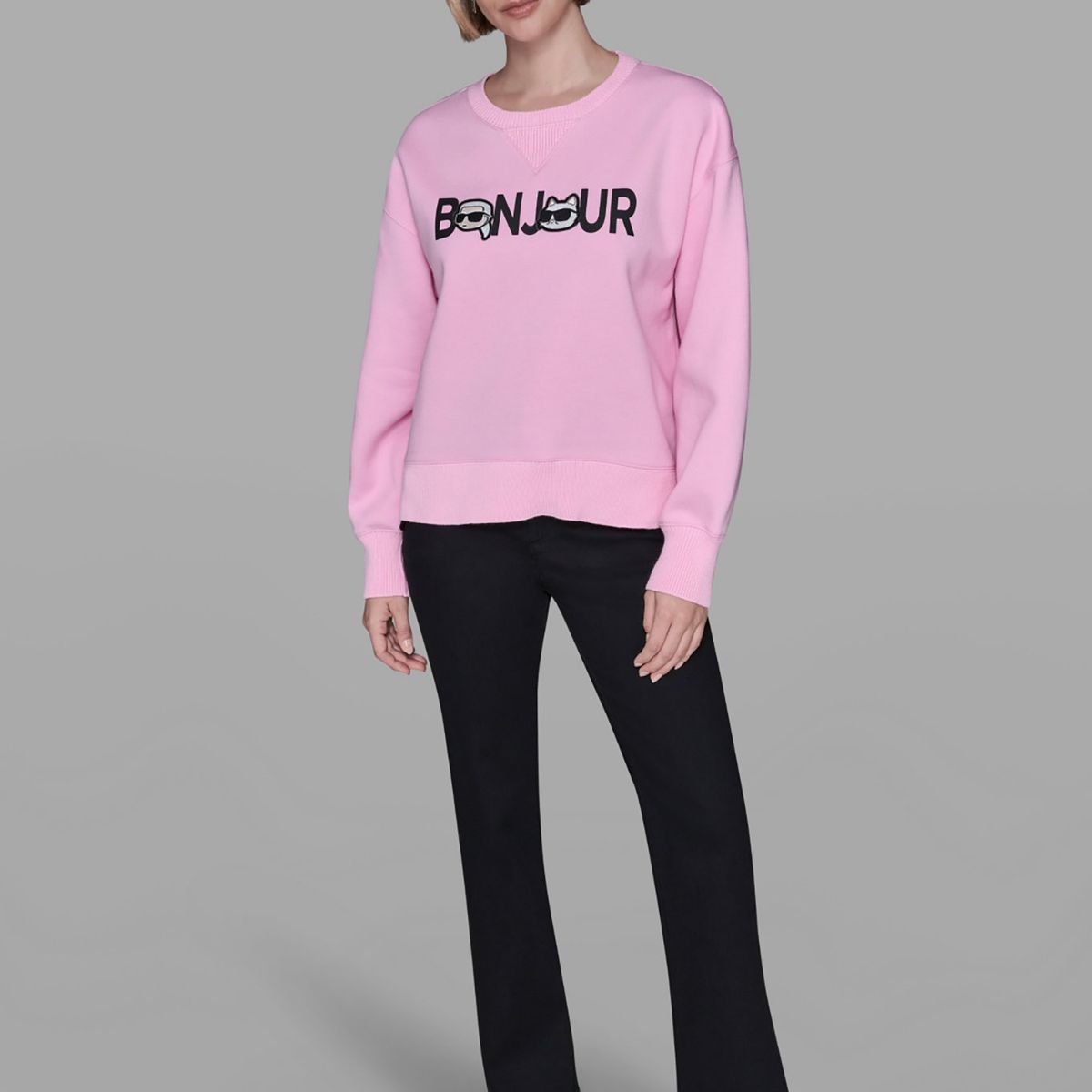KARL LAGERFELD - Polerón de felpa con estampado Bonjour con Karl y Choupette