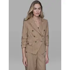 KARL LAGERFELD - Blazer a rayas con mangas fruncidas Beige