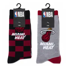 NBA - Pack 2 Calcetines Miami Heat Crew Unisex Originales