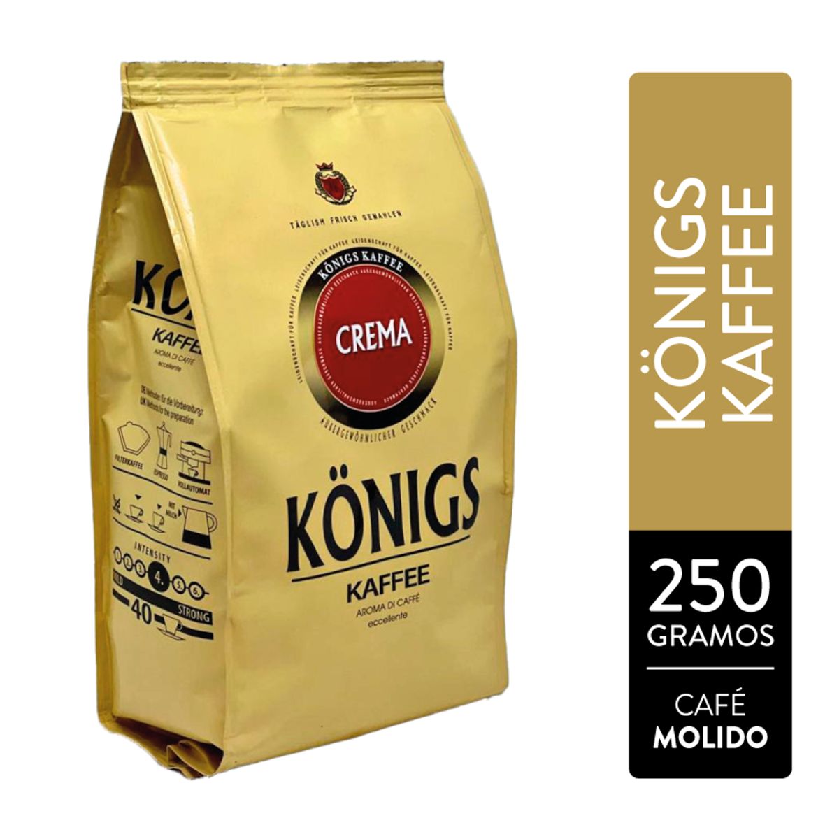 CAFFESSO - Café Molido Konigs Premium Crema Arábica 250g Doypack