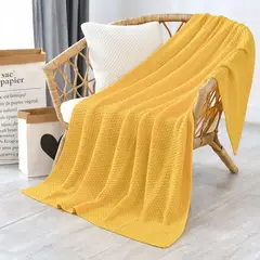 GENERICO - Manta Estilo Nordica Tejida Frazada Decorativa 130x160cm Color Amarillo