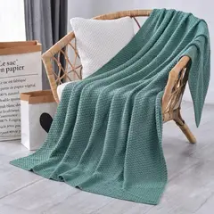 GENERICO - Manta Estilo Nordica Tejida Frazada Decorativa 130x160cm Color Turquesa