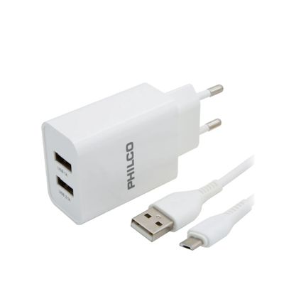 Philco Cargador 2Usb Carga Rápida 2.1A Conector Tipob R2100