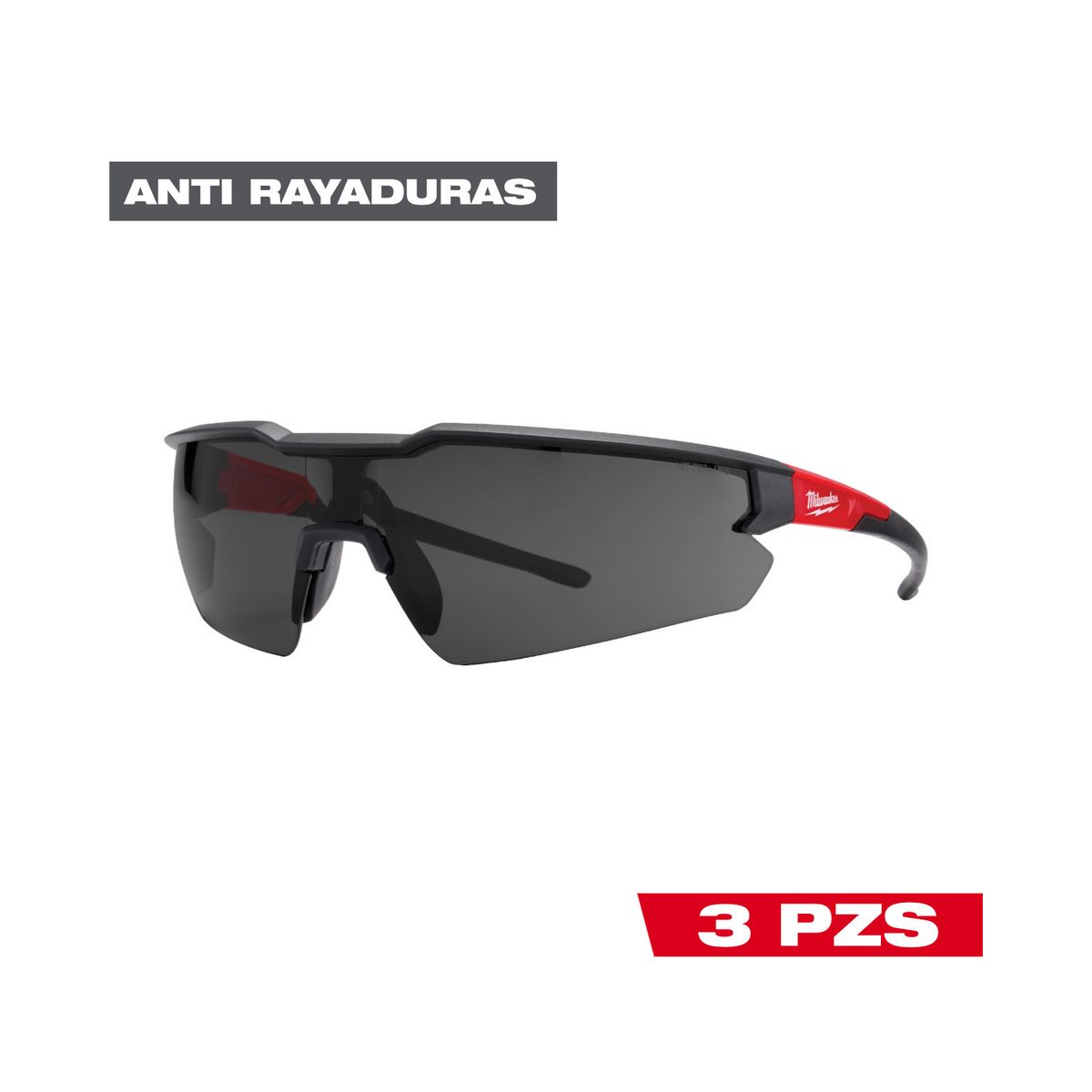 MILWAUKEE - Pack 3 Lentes De Seguridad Milwaukee Oscuros Anti Rayas 48-73-2054