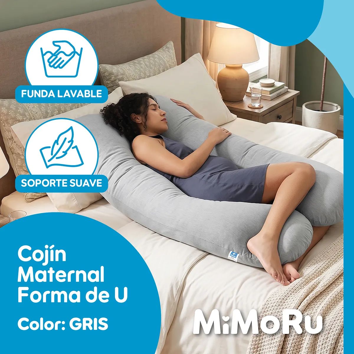 Cojin Maternal De Lactancia Embarazada Mimoru Almohada U Funda Extra Suave Para Dormir Antimolestia Gris, marca MIMORU - Foto 2